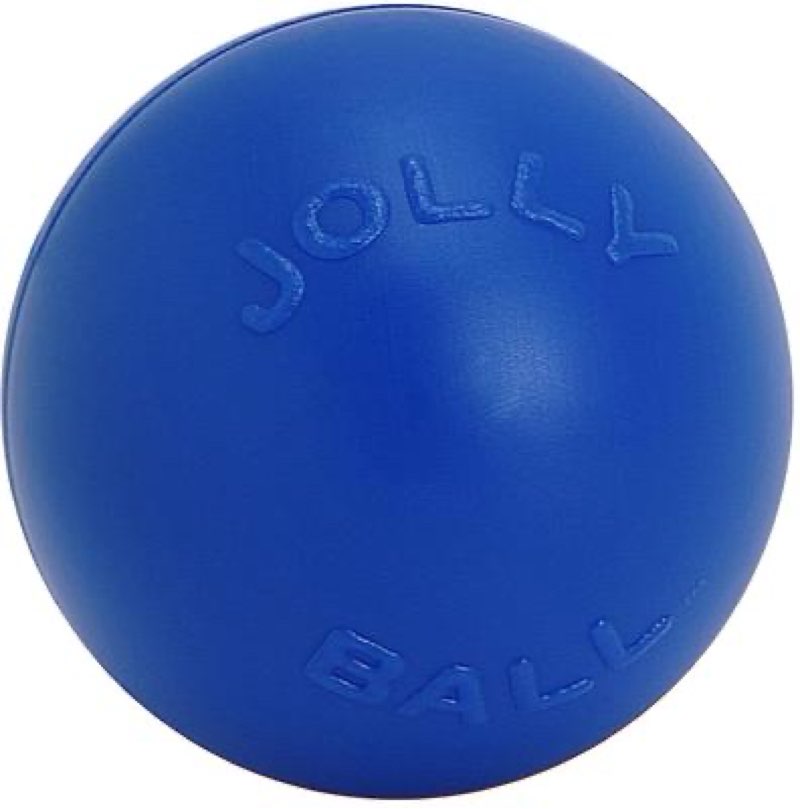 jolly pets push-n-play ball dog toy, 14 inches/extra-large, blue (314 bl), for all breed sizes 14 inches/ extra-large blue