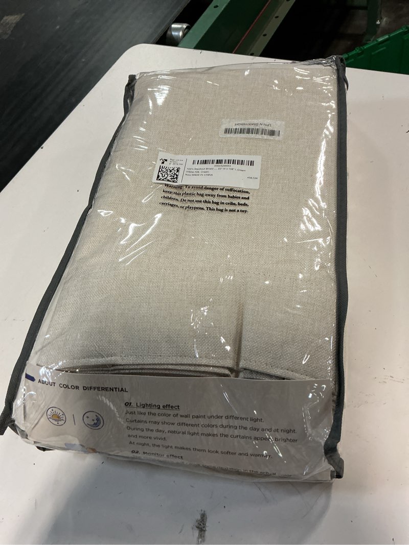 Condition photo showing Good Condition for linen total blackout curtains for bedroom living room 108 inch, cream | 100% blackout shield linen textured back tab/rod pocket drapes, thermal insulated blackout curtains 2 panels set 50"w x 108"l
