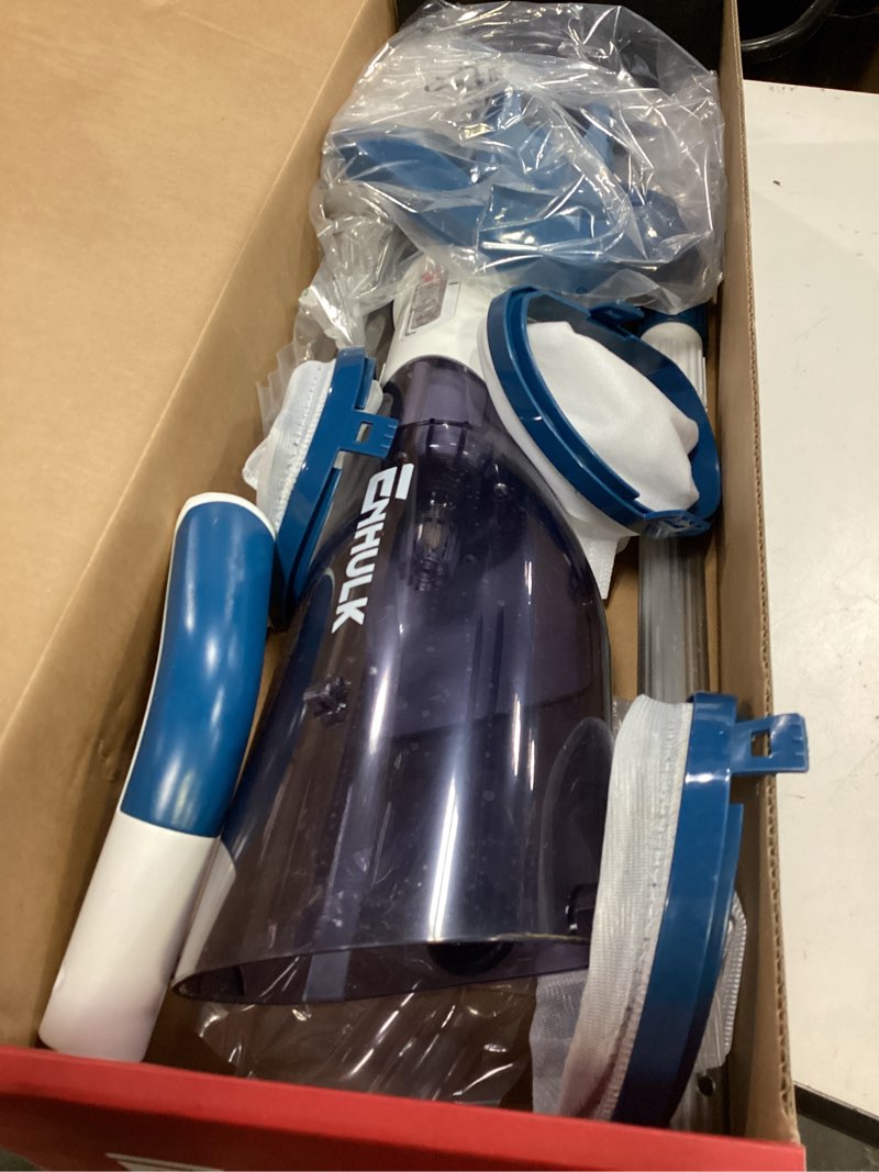 Condition photo showing As Is for enhulk rechargeable handheld cordless pool vacuum for above ground pool and inground pool(2025 upgraded),60-minute runtime,powerful suction up to 18.5 gallons/min, efficient leaf and debris removal l2 blue