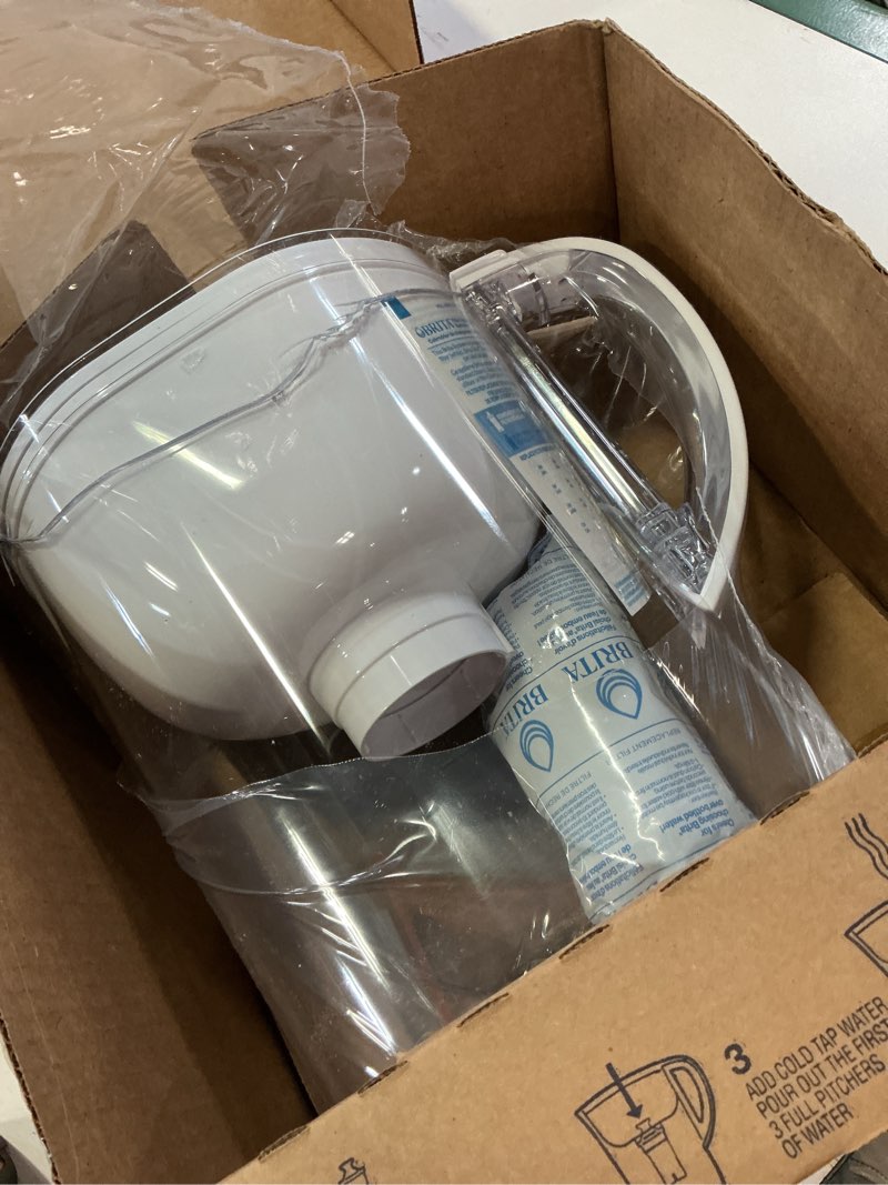 Condition photo showing As Is for brita large water filter pitcher for tap and drinking water, includes 1 standard filter, bpa-free, lasts two months, 10-cup capacity, bright white standard white