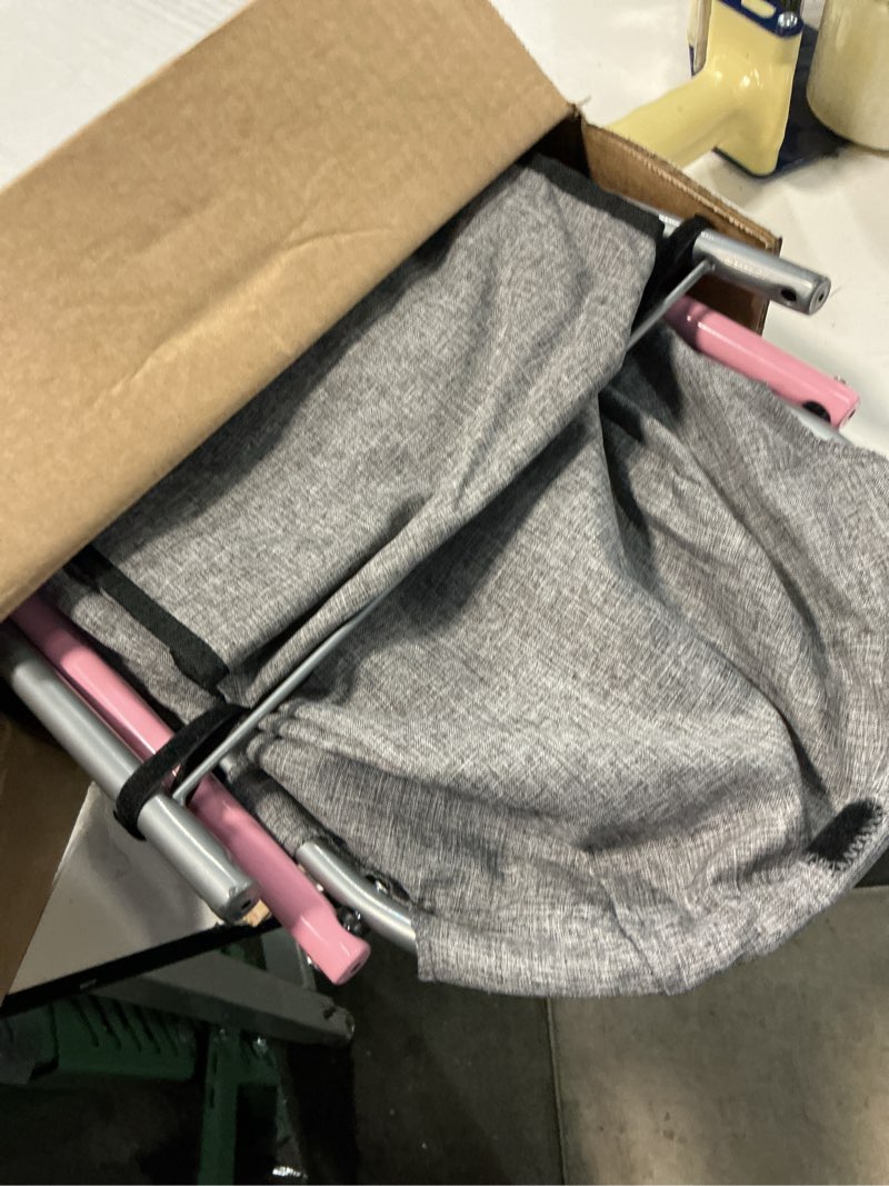 Condition photo showing As Is for bayer: 4-in-1 toy baby doll pram stroller cosy set - dolls up to 18" (pink/grey) | baby dolls | pretend | dress up | accessory grey and pink