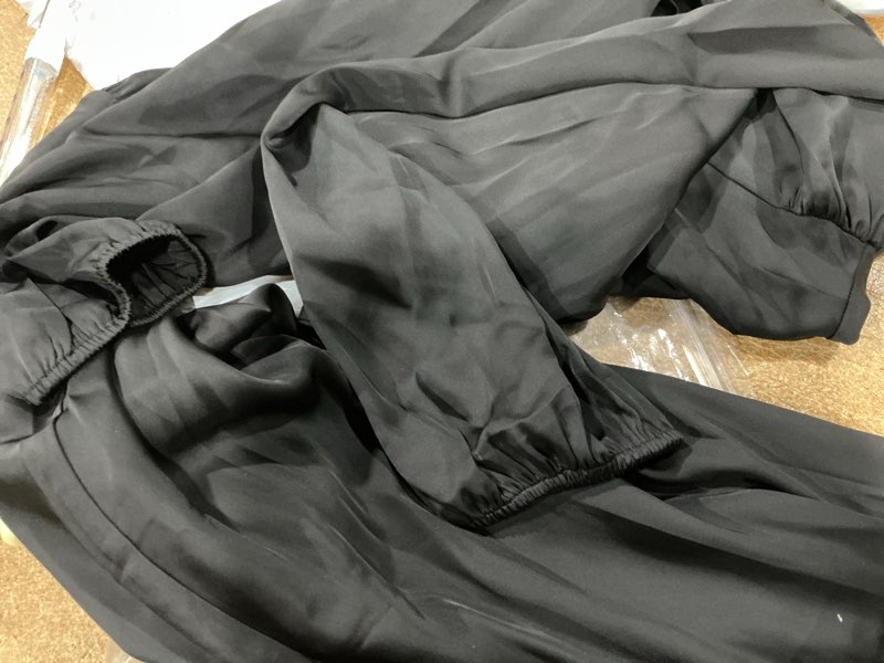 Condition photo showing Good Condition for btfbm women's mock neck satin dress elegant long sleeve elastic high waist formal wedding cocktail party maxi dresses x-large solid black