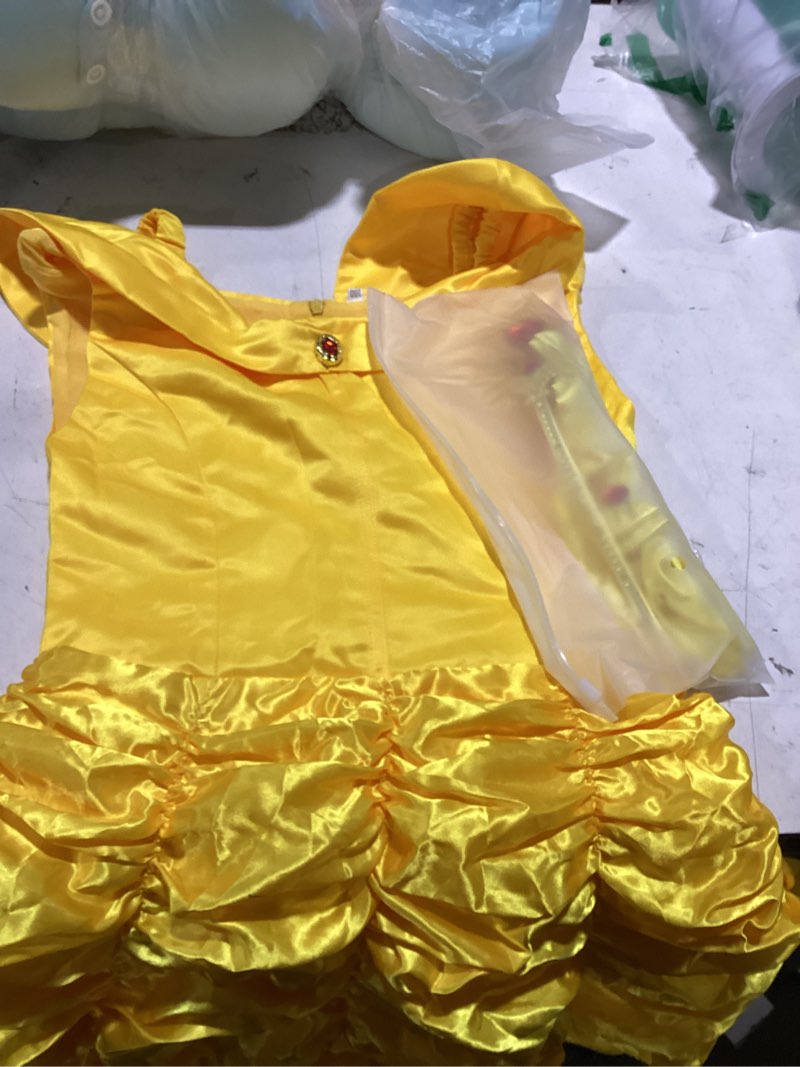 Condition photo showing Good Condition for princess costume dresses for girls costumes halloween cosplay birthday outfit yellow yellow 8-9(160)