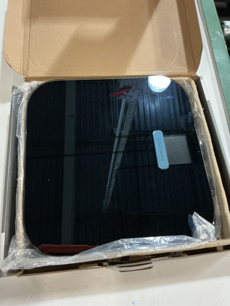 Condition photo showing As Is for garmin index s2  smart scale with wireless connectivity  measure body fat  muscle  bone mass  body water % and more  black