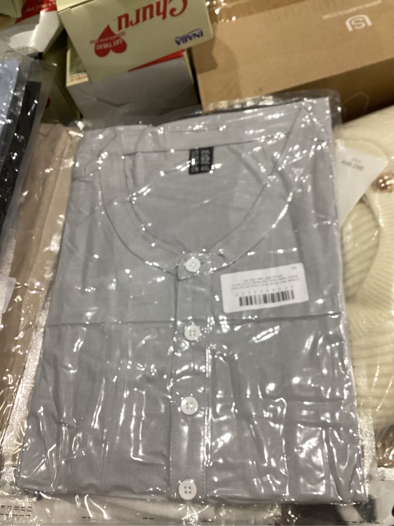 Condition photo showing New/Like New for Cotrasen Mens Henley Short Sleeve Shirts Casual Lightweight Beach Shirts Collarless Button Tops Hippie Summer Clothes XX-Large Light Gray