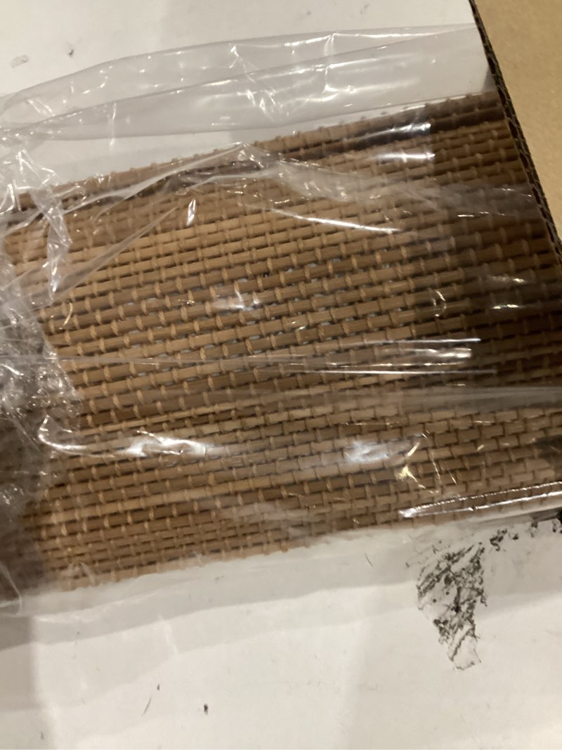 Condition photo showing Good Condition for unishades no drill cordless bamboo roman shades, light filtering woven natural bamboo window covering, easy install roman style shade, for window size 35.5" w × 64" h - carbonized ?thin bamboo strips?carbonized 35.5" w × 64" h
