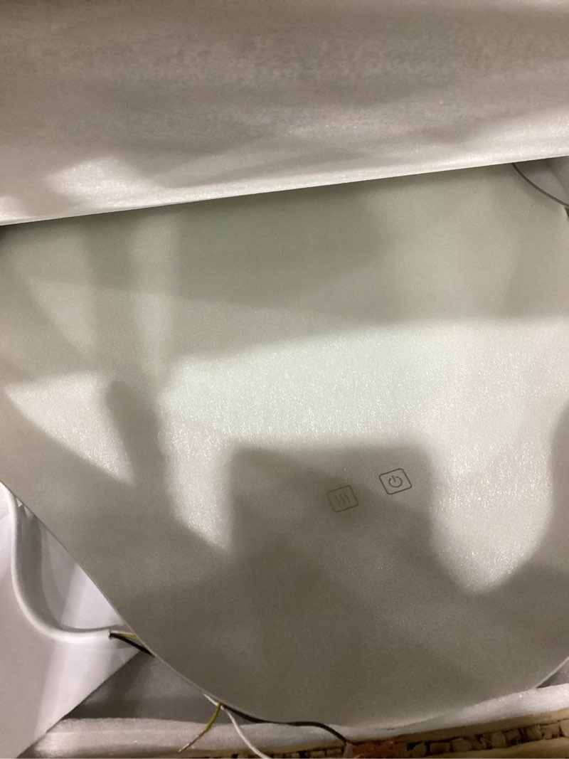 Condition photo showing Good Condition for asymmetrical led bathroom mirror with lights, irregular bathroom wall mirror, vanity mirror for wall with backlit/anti fog/3 color dimmable lighting, 36" x 23.8" large mirror, vertical 36"l x 23.8"w