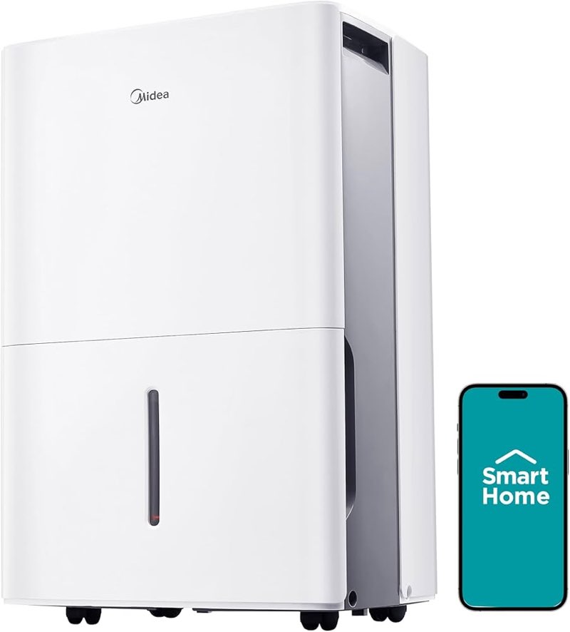 midea 4,500 sq. ft. dehumidifier with pump included, 50 pint - ideal for basements, large & medium s