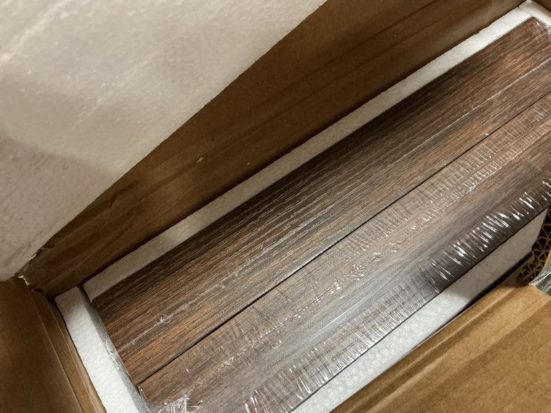 Condition photo showing New/Like New for Fun Memories Floating Shelves - 2 Pack 12 Inch Rustic Wooden Wall Shelves - Extra Deeper & Thicker Wall Mounted Storage Shelf for Living Room, Kitchen, Farmhouse - 36" W x 12" D x 1.8" H - Brown Rustic Brown 36"W x 12"D - 2P