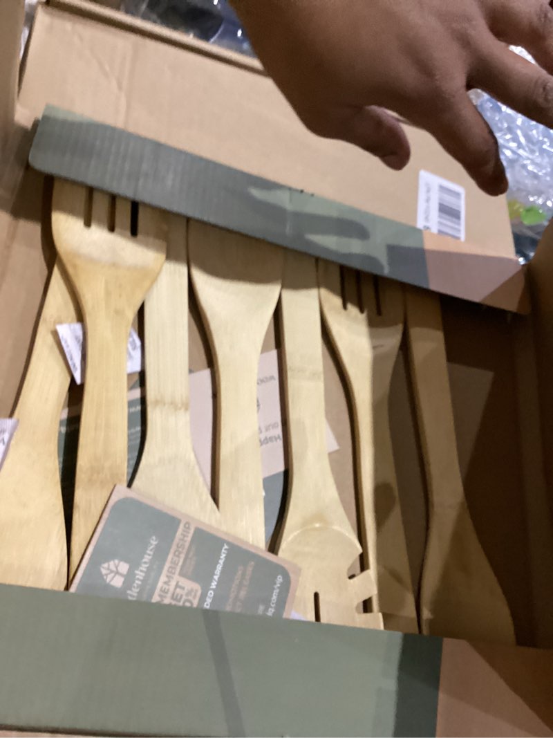 Condition photo showing New/Like New for Wooden Utensil Set, Bamboo Utensils – 7 PCs Wood Spoons for Cooking, Easy to Clean, Sturdy, Lightweight & Heat Resistant 7-Piece Set without Holder