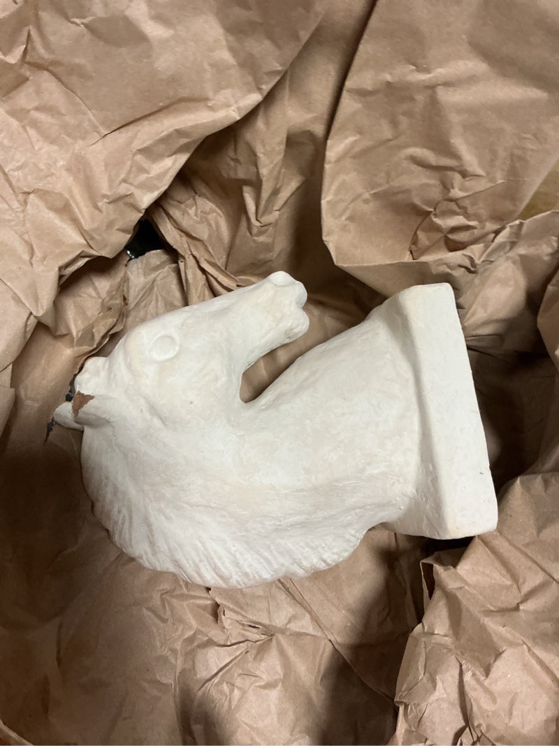 Condition photo showing As Is for rustic ceramic horse bust decorative object - threshold™