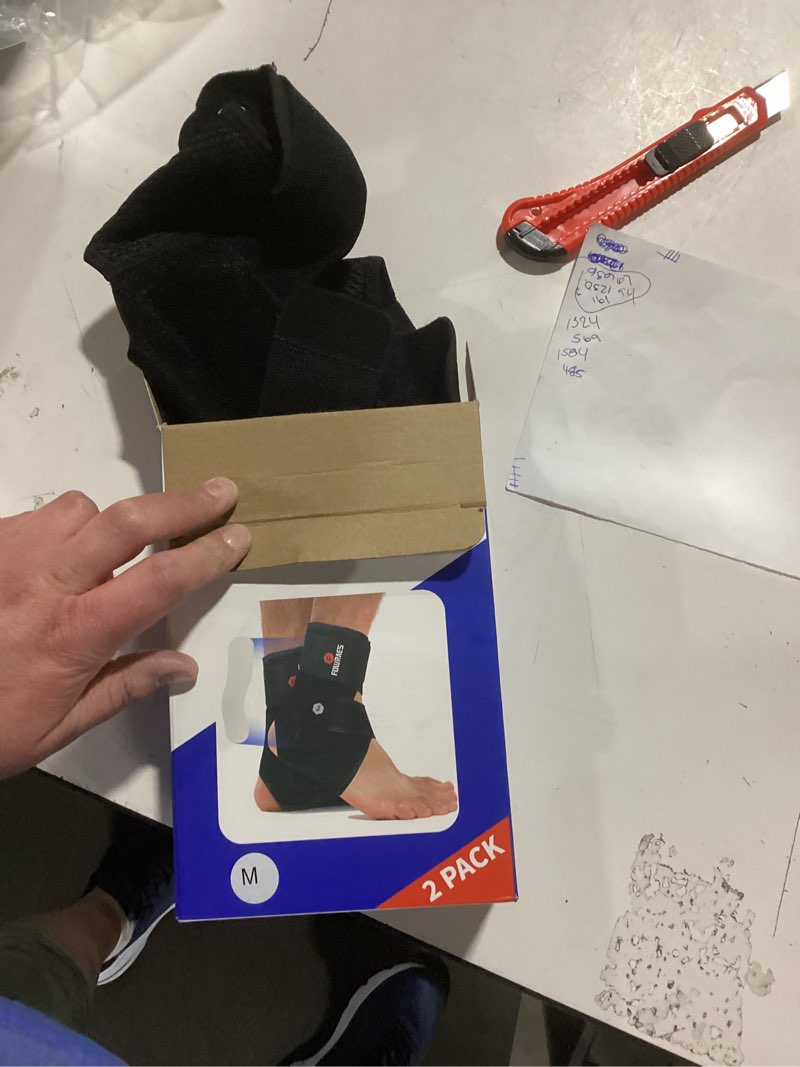 Condition photo showing New/Like New for fowraes 2 pack ankle brace with side stabilizers,ankle sprain brace for men & women injury recovery,joint pain relief,ankle support for running volleyball basketball (medium)