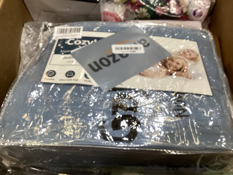 Condition photo showing New/Like New for cozylux queen comforter set grayish blue - 240gsm 7 pieces bed in a bag queen, oeko-tex certified bedding set, all season soft bed set with down alternative comforter, sheets, pillowcases & shams grayish blue queen(88"x88")