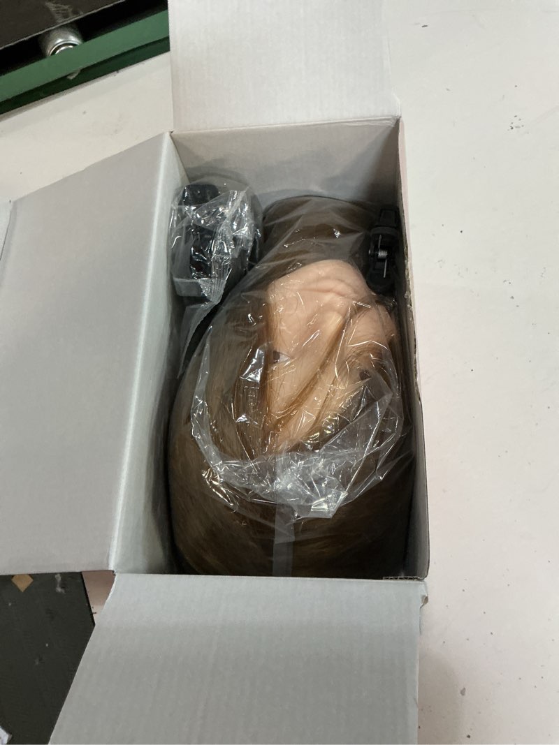 Condition photo showing New/Like New for beauty star mannequin head with 80% real human hair, manikin doll head for hair styling, cosmetology makeup hairdressing training practice head with clamp stand and diy hair styling braiding set light brown 23.5 inch (pack of 1)