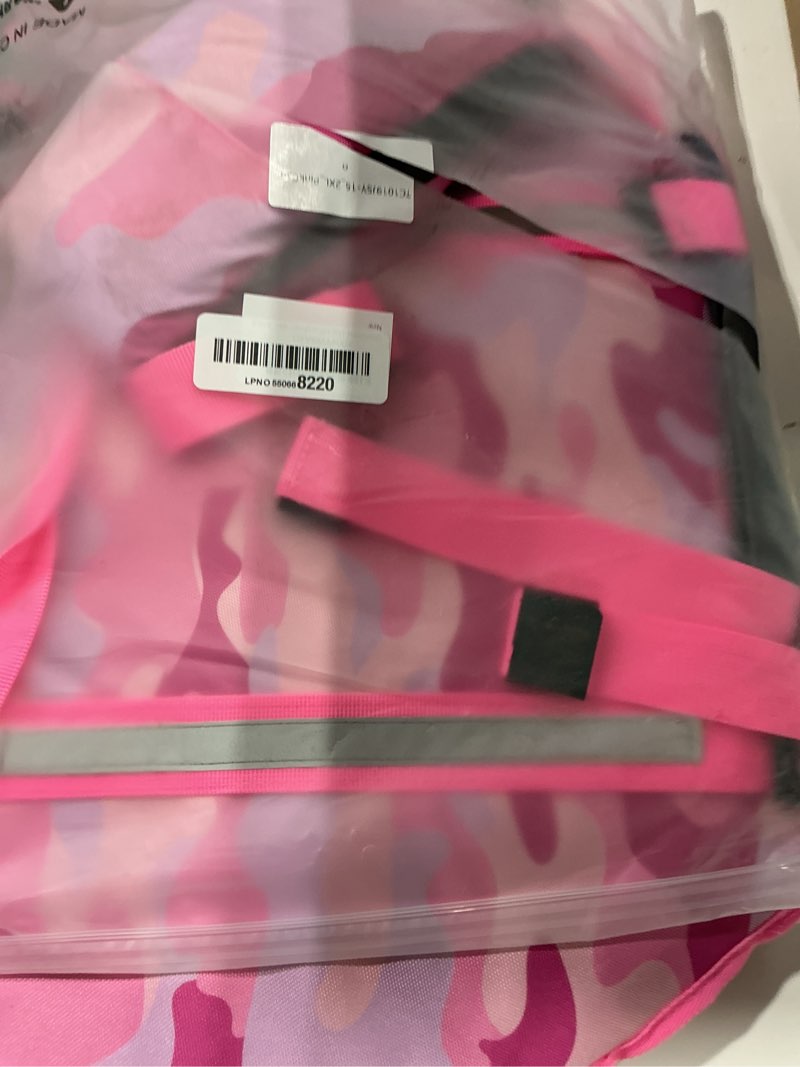 Condition photo showing Good Condition for queenmore dog life jacket for large dogs, adjustable dog life vest for swimming & boating, high buoyancy pet lifesaver preserver for water safety, floating vest for large breeds (pinkcamo, xxl) xx-large pinkcamo