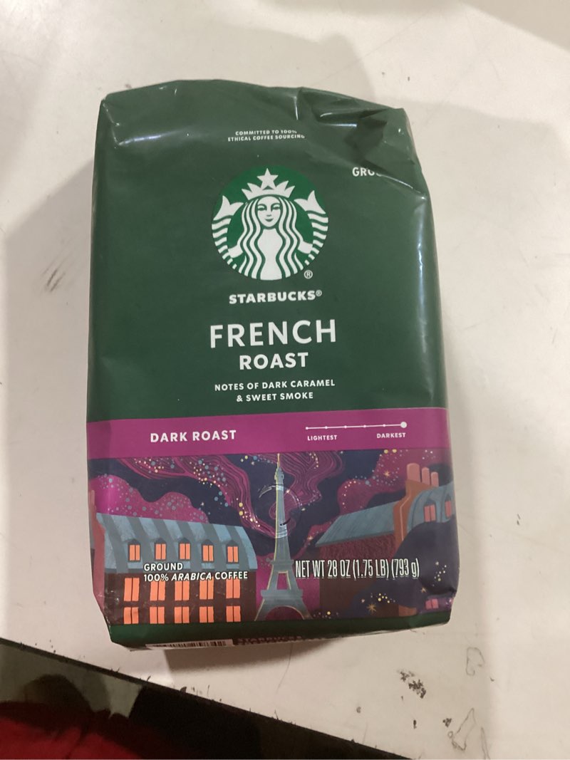 Condition photo showing New/Like New for Starbucks Ground Coffee, Dark Roast Coffee, French Roast, 100% Arabica, 1 bag (28 oz) French Roast 28 Ounce (Pack of 1)