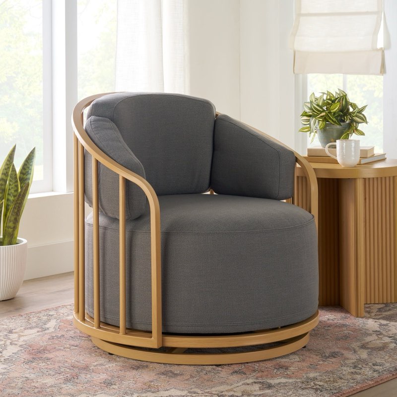 better homes & gardens bh64063027710gr lillian swivel birdcage chair, charcoal