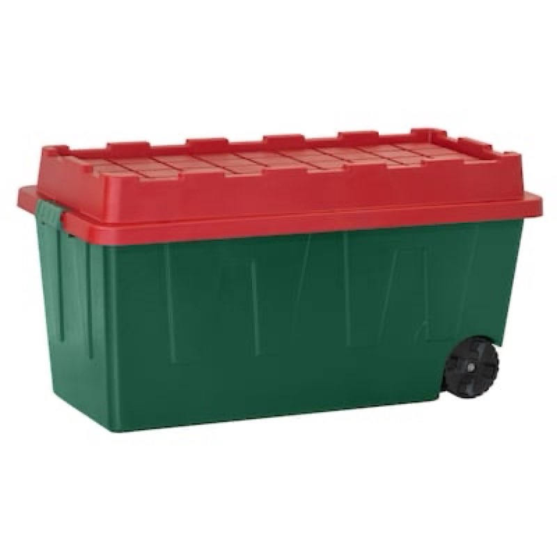 Holiday Living X-large 64 -Gallons ( 256 -Quarts ) Green Heavy Duty Rolling Stackable Tote with