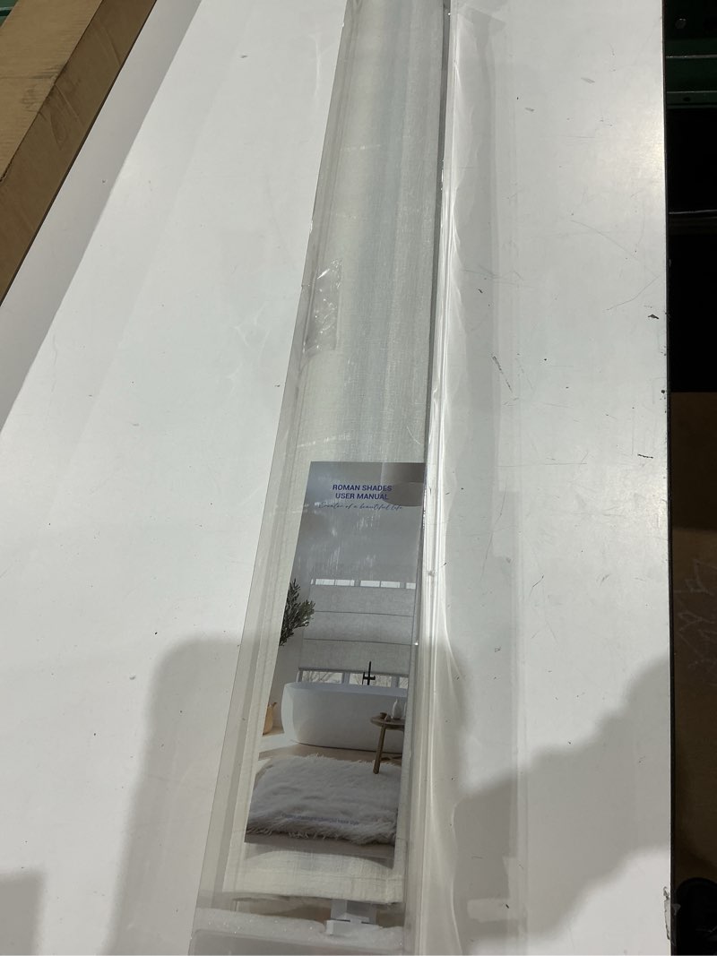 Condition photo showing Good Condition for roman shades, featuring a photo of a modern bathroom with shades installed over a bathtub.