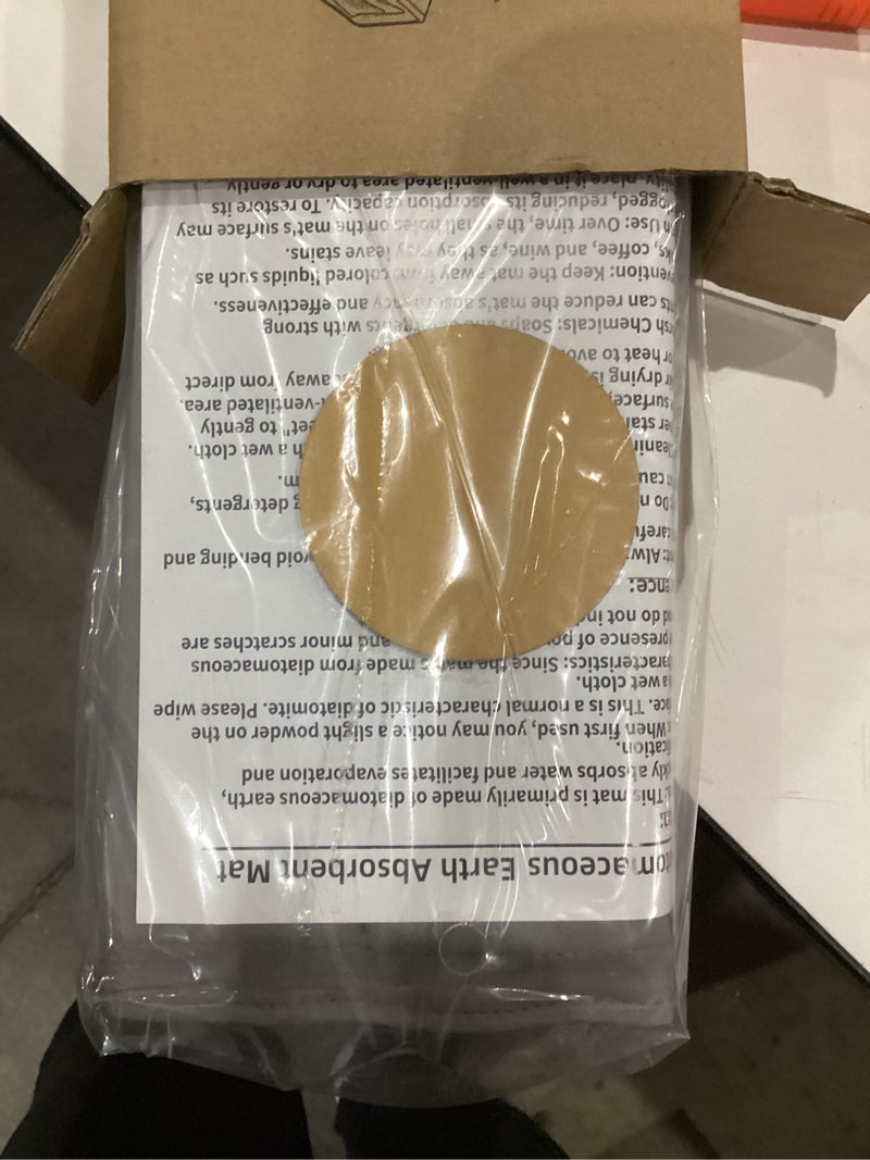 Condition photo showing As Is for Stone Drying Mat for Kitchen Counter, 24" × 16" Large Dish Drying Mat, Quick Dry Stone Mats with Stain-Defying PU Leather, Ultra Absorbent Diatomaceous Earth Mats for Dishes, Bottles, Grey