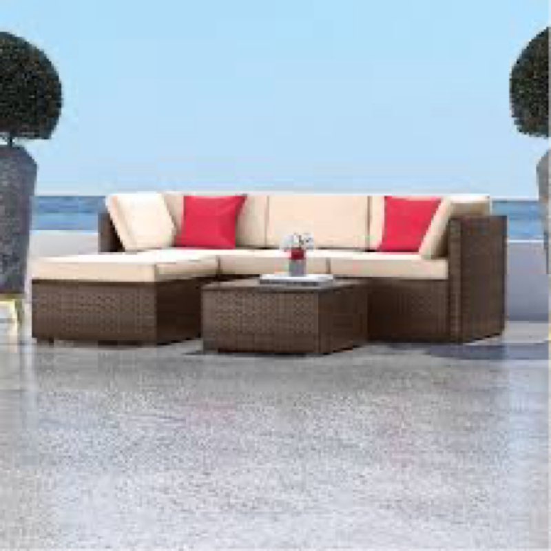 Box 1 0f 2, incomplete .Nestl Outdoor Patio Furniture Sectional, Standard, Black Base/Off White Cushions Vi
