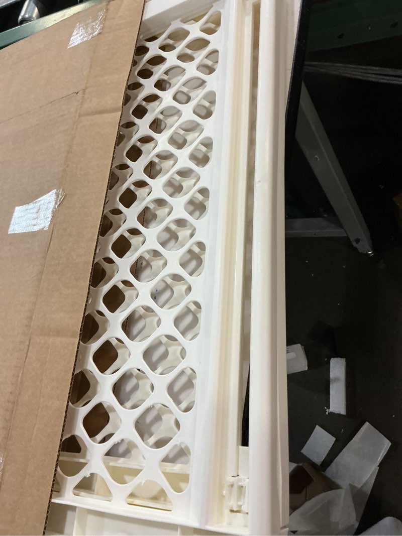 Condition photo showing As Is for Toddleroo by North States - Supergate Ergo Baby Gate: Plastic Baby Gate for Stairs & Doorways - Adjustable Indoor Safety Gate - Made in USA - 26 to 42 Inches Wide - 26 Inches Tall - Ivory
