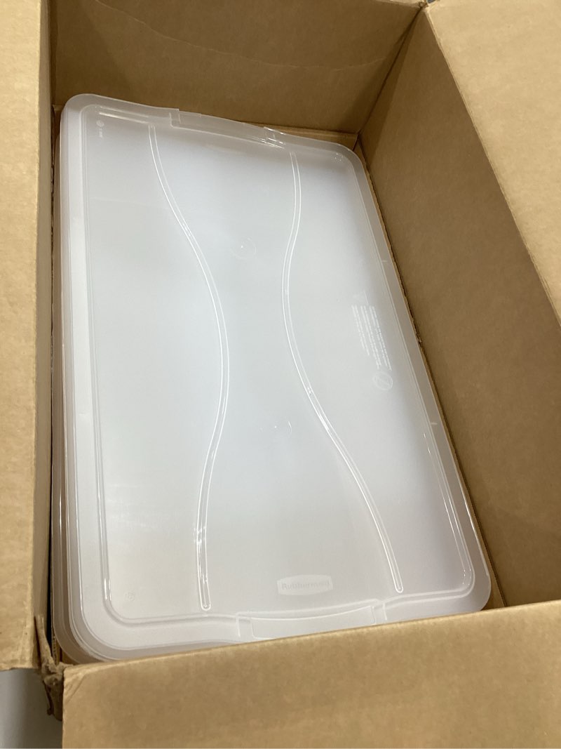 Condition photo showing As Is for rubbermaid tops only for storage totes (4 pack tops only)