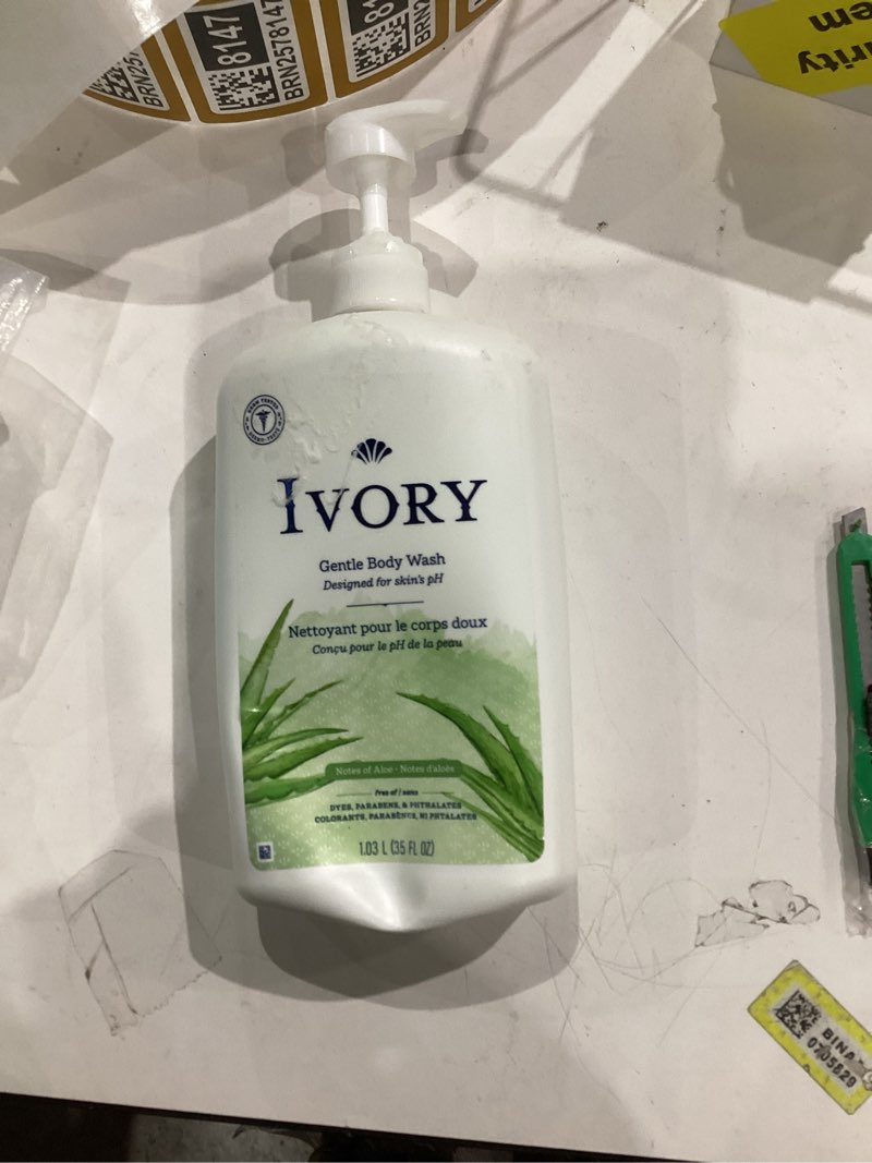 Condition photo showing As Is for Ivory Gentle Body Wash, Designed for the Whole Family, Free of Dyes Heavy Perfumes Parabens Phthalates & Silicones, Aloe Scent, 35 oz Aloe Vera 35 Ounce (Pack of 1)