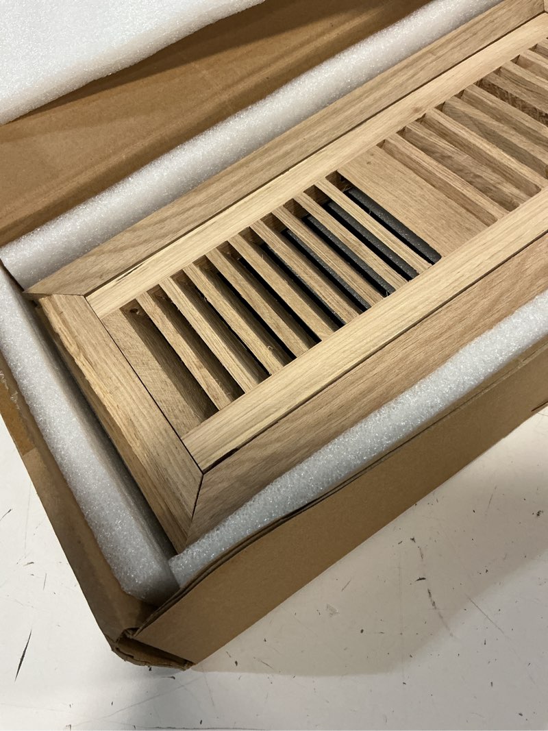 Condition photo showing As Is for 2 pcs pack white oak floor register, flush mount vent, 4x12 inch,unfinished 4x12 inch with damper white oak 2 pcs pack