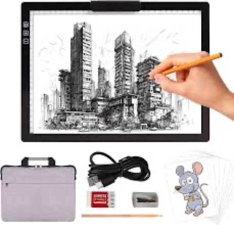 Rechargeable A4 Light Pad with Innovative Stand and Top Clip, Elice Wireless Bright Light Tracing Bo