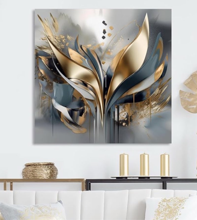 Abstract Geode Gold and Blue Marble Shape Ill - Modern Print on Cal 36”X36”