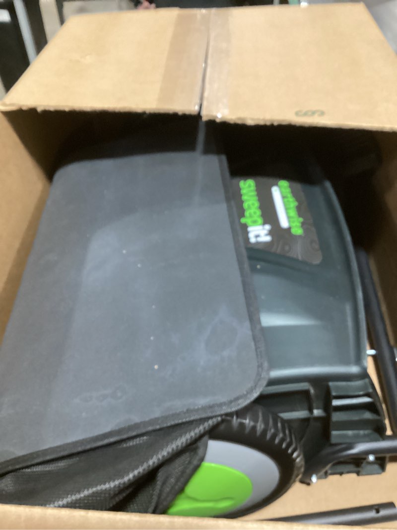 Condition photo showing As Is for Earthwise LSW70021 21-Inch Width Leaf & Grass Push Lawn Sweeper, Black