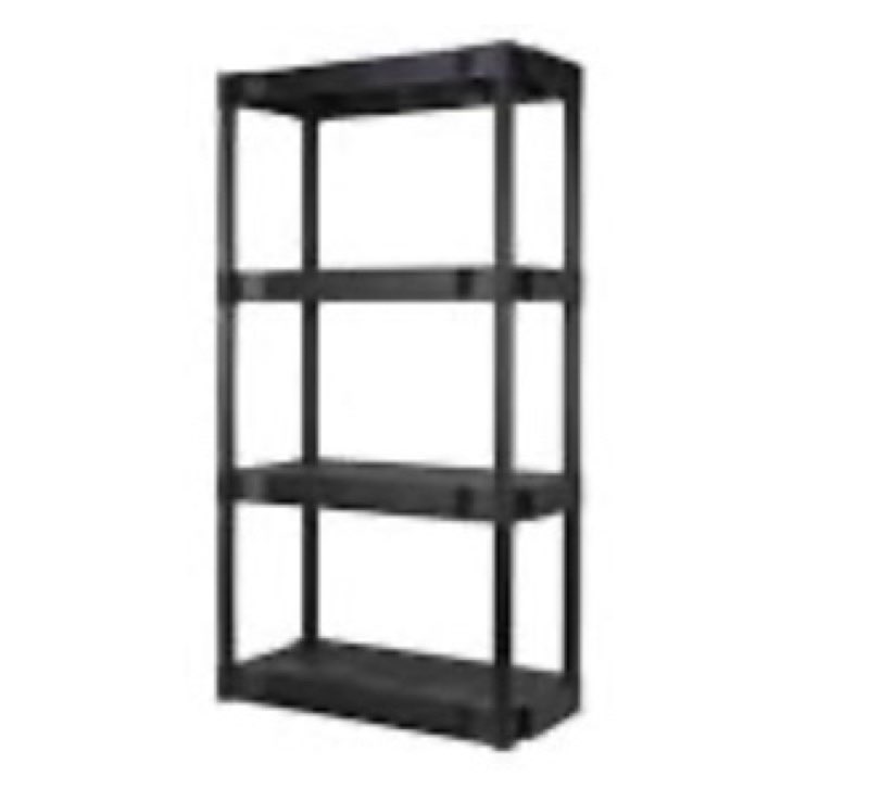 Black 4 tier plastic shelf