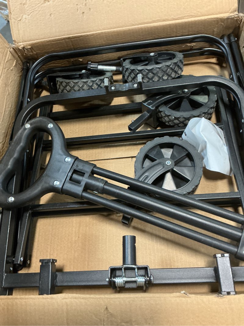 Condition photo showing As Is for PASAMIC Collapsible Wagon 220 lbs, Heavy Duty Wagon Carts Foldable, Portable Wagons for Groceries, Beach Cart with All-Terrain Wheels & Drink Holders, Utility Wagon for Shopping, Sports, Camping,Black