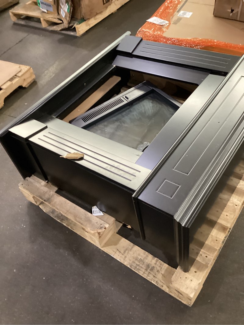 Condition photo showing As Is for 43 Inch Fireplace TV Stand with Mantel - Electric Fireplace Heater, Wooden Entertainment Center, Adjustable LED Flame, Freestanding (750W/1500W),Black Black 43 inches(Upgraded)