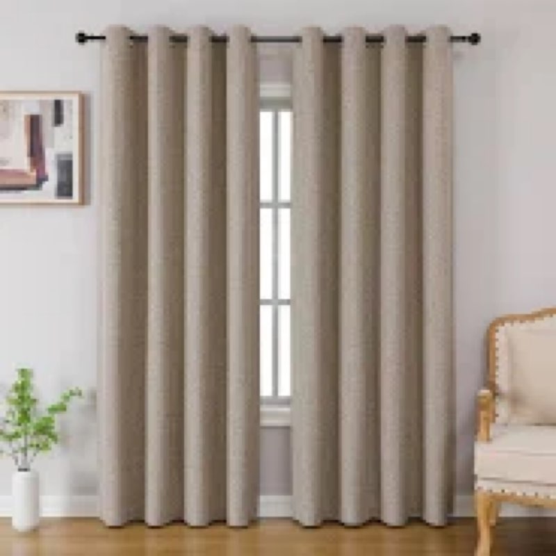 CUCRAF Light Beige Blackout Curtains 108 inch Length, Thermal Insulated Room Darkening Small Window 