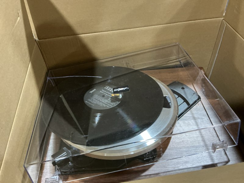 Condition photo showing As Is for Annesburg Vinyl Record Player, Bluetooth Turntable with Built in Speakers for Vinyl Records, High Fidelity Belt Drive 33/45 RPM, Magnetic Cartridge AT-3600L, Retro Wood Design