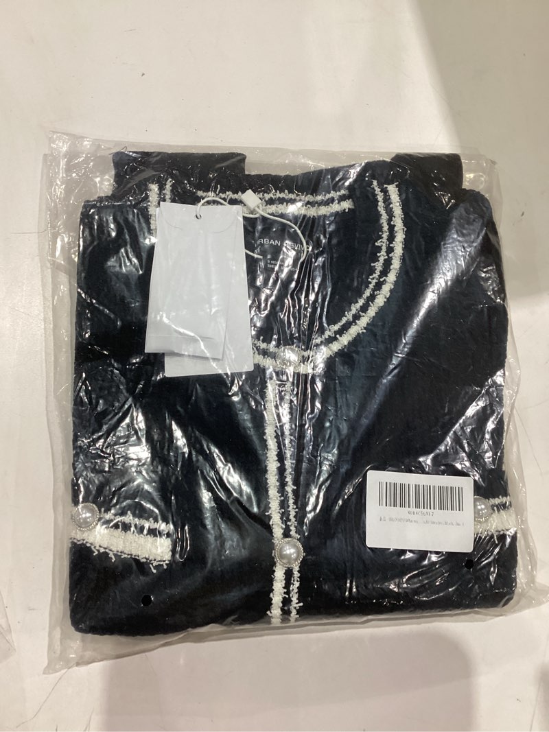 Condition photo showing New/Like New for URBAN REVIVO Womens Cardigan Sweaters 2025 Spring Long Sleeve Button Down Open Front Knitted Jackets Black Small