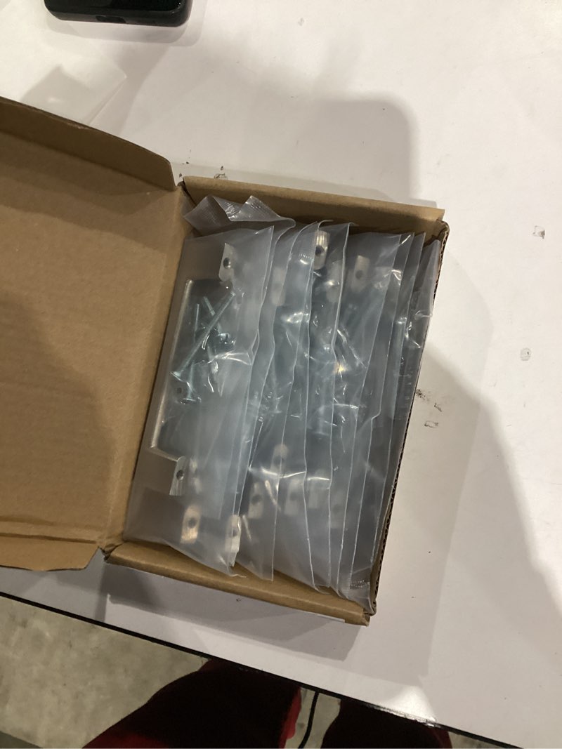 Condition photo showing As Is for Design House 10-Pack Caster Cabinet Pulls, 3-3/4 Inch (95.25mm) Center to Center Drawer Pulls, Satin Nickle Cabinet Handles Satin Nickel 4.5" 10-Pack Caster Flat Bar