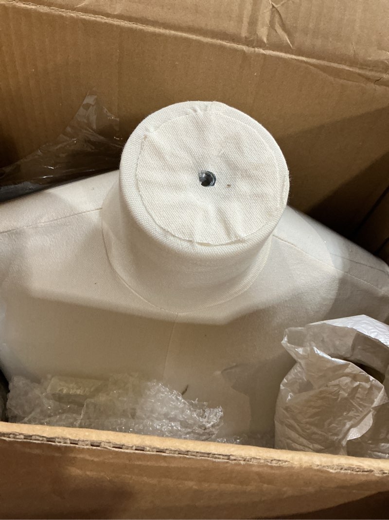 Condition photo showing New/Like New for easehome dress form mannequin torso, 43-73 inch height adjustable female manikin body clothing display with metal bracket and rectangular base for sewing dress display,beige