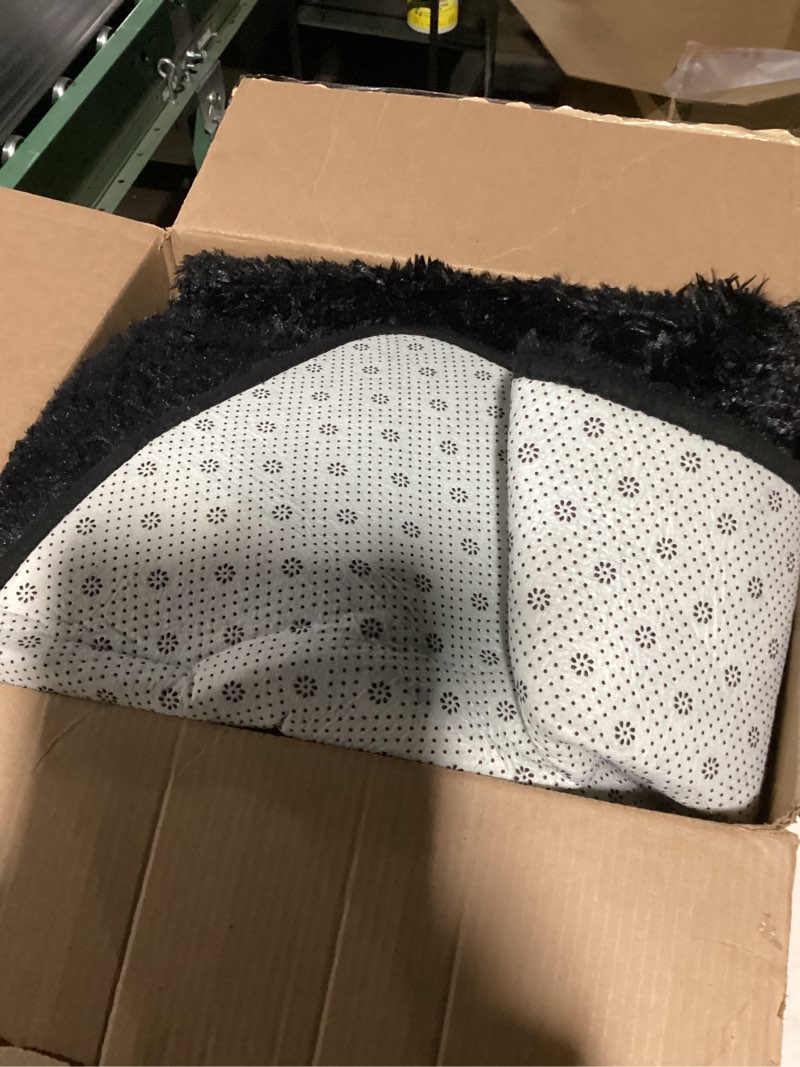 Condition photo showing Good Condition for Black Rugs for Living Room Fluffy 5x8 ft Bedroom Rug Non-Slip Area Rugs Shag Carpet for Nursery Kids PlayRoom Dorm Office Indoor Modern Plush Carpets Boys Black 5' x 8' (Rectangular)