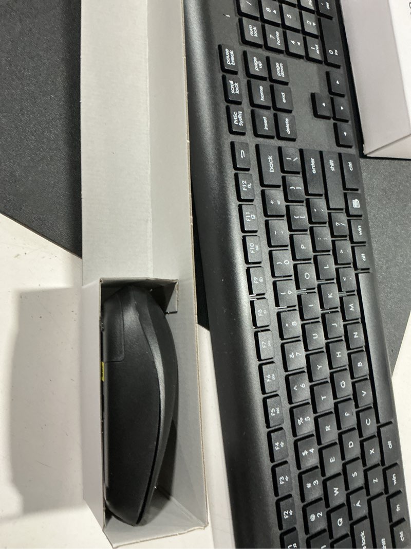 Condition photo showing Good Condition for wireless keyboard and mouse combo, full-size silent ergonomic keyboard and optical mouse, long battery life, 2.4ghz lag-free cordless mice keyboard for computer, mac, laptop, pc, windows black