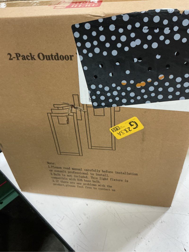 Condition photo showing New/Like New for outdoor wall light fixtures, exterior waterproof wall lanterns, porch sconces lighting with e26 sockets & glass shades, modern matte black outside lights for patio front door entryway garage, 2-pack black 12.8inch