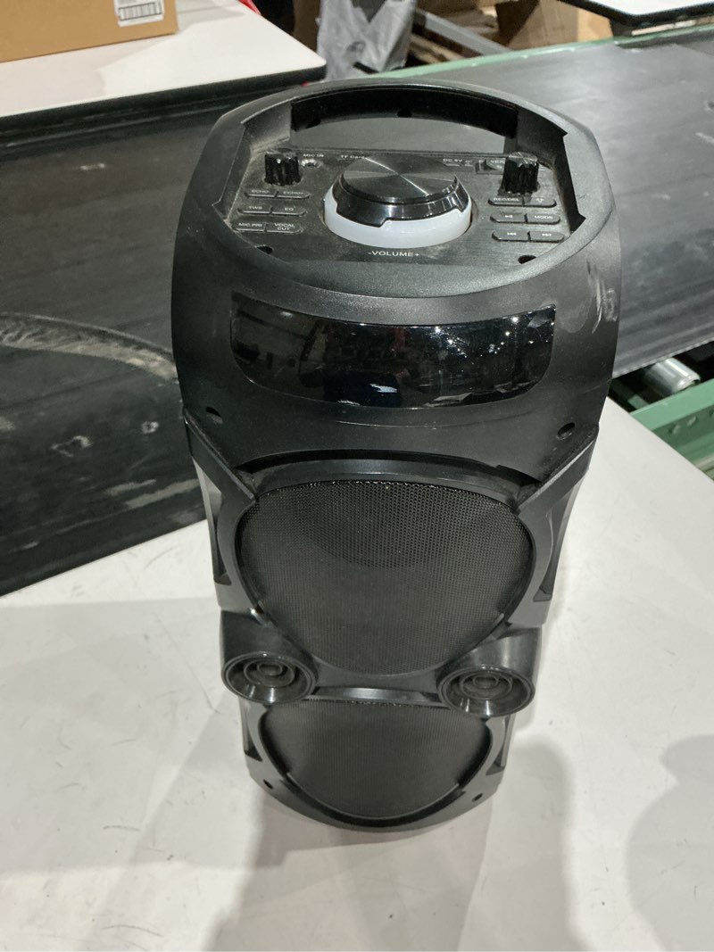 Condition photo showing As Is for bocina bluetooth portátil potente inalámbrica boombox con emparejamiento tws, sonido estéreo fuerte, graves profundos, grandes altavoces de fiesta con subwoofer, luces led para exterior