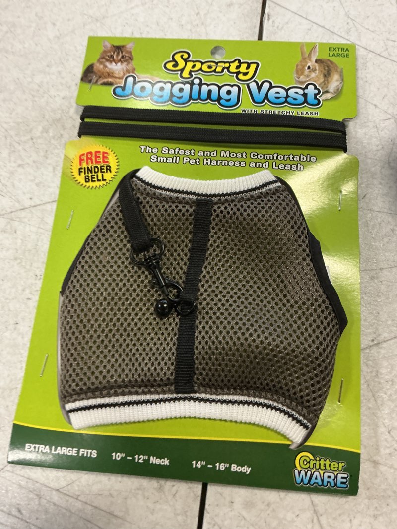 Condition photo showing New/Like New for Ware Manufacturing Nylon Walk-N-Vest Pet Harness and Leash for Small Pets, Extra Large - grey