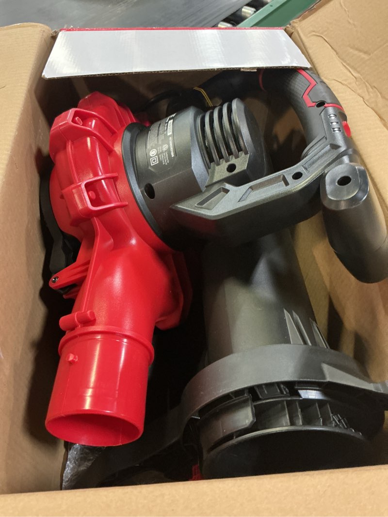 Condition photo showing As Is for hyper tough 400 cfm 250 mph 12-amp electric corded 3-in-1 leaf blower, vacuum & mulcher combo