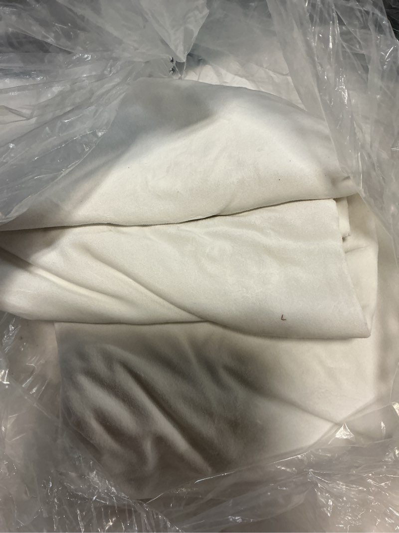 Condition photo showing As Is for cotton velvet true blackout curtain - single panel, 48x120, ivory