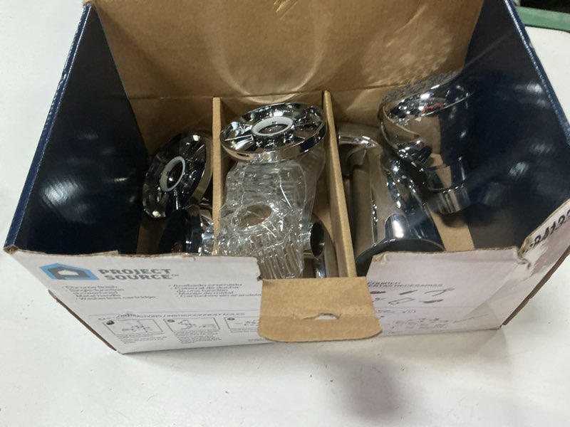 Condition photo showing As Is for 100+ bought last week project source everfield polished chrome 3-handle single function 3.15-in round bathtub and shower