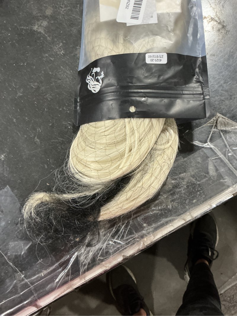 Condition photo showing Good Condition for feshfen clip in hair extensions for women - 4 pcs thick double weft long wavy soft synthetic blends well hair extension, 20 inch white blonde 20 inch-4pcs white blonde-4pcs