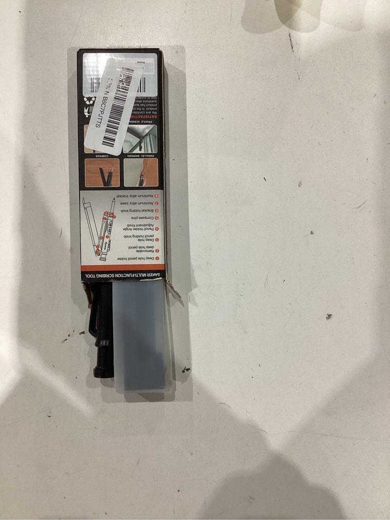 Condition photo showing Good Condition for Saker Multi-function Scribing Tool- Construction Pencil- Aluminum Alloy Scribe Tool with Deep Hole Pencil,DIY Woodworking Scribe Gauge Scriber Line Maker Measuring Tool,Gifts For Men(5.5Inch BLACK)